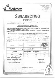 Certyfikat KDC kW BIOPELL 15kW 5KLASA